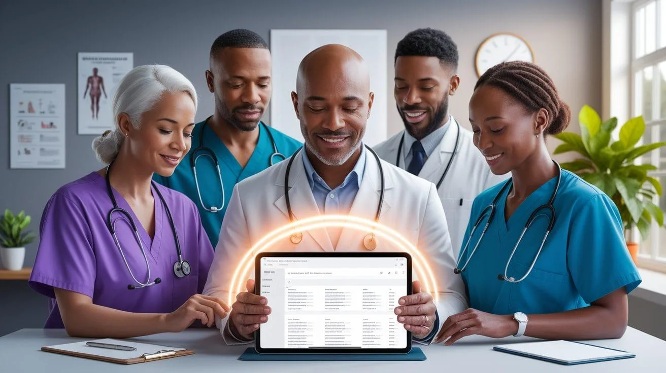 Person organizing chronic condition care coordination notes